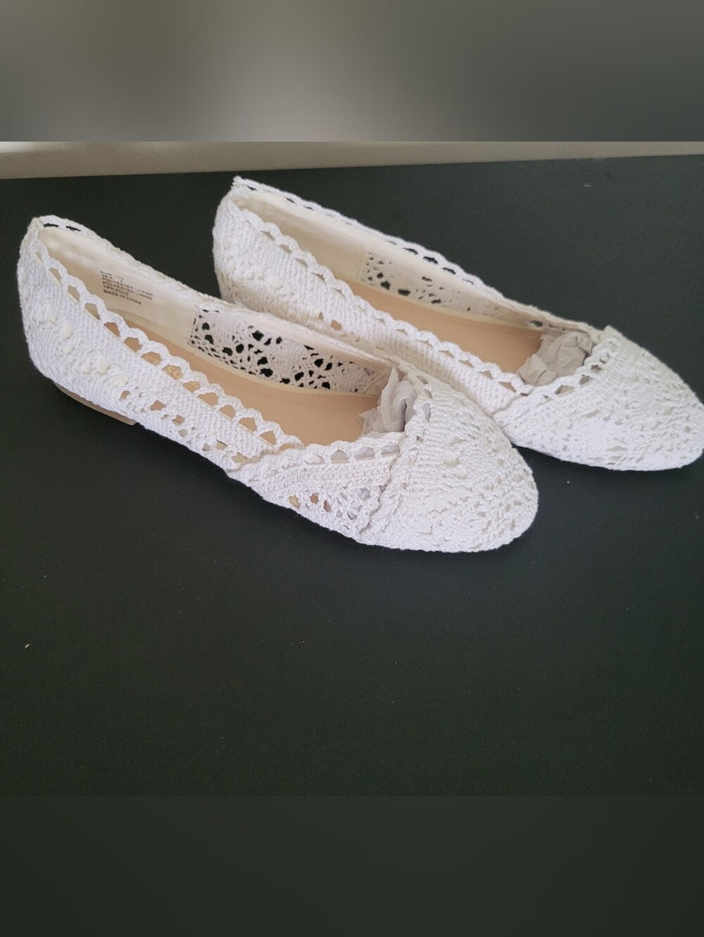 FEVER SOLE Women's Crochet Flats in Off-White